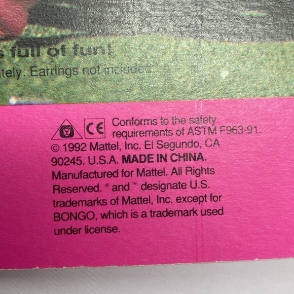 1992 Barbie Bongo Fashion Pink Jacket Yellow Top Floral Skirt Shoes NEW on board - Picture 7 of 7